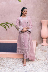 Azure Heavy Embroidered Chiffon Suit